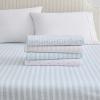 Martha Stewart – Twin Size Sheet Set, Crisp & Tailored Bedding with a Smooth Cotton Percale Feel, Deep Pocket, Bed Sheets with Matching Pillowcase & Fitted Sheet (Dotted Stripe Yellow)(Floral Stripe Blue)