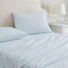 Martha Stewart – Twin Size Sheet Set, Crisp & Tailored Bedding with a Smooth Cotton Percale Feel, Deep Pocket, Bed Sheets with Matching Pillowcase & Fitted Sheet (Dotted Stripe Yellow)(Leaf Stripe Blue)