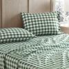 Martha Stewart – Twin Size Sheet Set, Crisp & Tailored Bedding with a Smooth Cotton Percale Feel, Deep Pocket, Bed Sheets with Matching Pillowcase & Fitted Sheet (Dotted Stripe Yellow)(Madison Gingham Green)