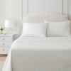 Martha Stewart – Twin Size Sheet Set, Crisp & Tailored Bedding with a Smooth Cotton Percale Feel, Deep Pocket, Bed Sheets with Matching Pillowcase & Fitted Sheet (Dotted Stripe Yellow)(Francesca Stripe Beige)