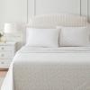Martha Stewart – Twin Size Sheet Set, Crisp & Tailored Bedding with a Smooth Cotton Percale Feel, Deep Pocket, Bed Sheets with Matching Pillowcase & Fitted Sheet (Dotted Stripe Yellow)(Kennedy Floral Pink)