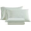 Martha Stewart – Twin Size Sheet Set, Crisp & Tailored Bedding with a Smooth Cotton Percale Feel, Deep Pocket, Bed Sheets with Matching Pillowcase & Fitted Sheet (Dotted Stripe Yellow)(Leaves Green)