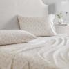 Martha Stewart – Twin Size Sheet Set, Crisp & Tailored Bedding with a Smooth Cotton Percale Feel, Deep Pocket, Bed Sheets with Matching Pillowcase & Fitted Sheet (Dotted Stripe Yellow)(Floral White)