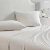 Martha Stewart – Twin Size Sheet Set, Crisp & Tailored Bedding with a Smooth Cotton Percale Feel, Deep Pocket, Bed Sheets with Matching Pillowcase & Fitted Sheet (Dotted Stripe Yellow)(Stripe White)