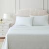Martha Stewart – Twin Size Sheet Set, Crisp & Tailored Bedding with a Smooth Cotton Percale Feel, Deep Pocket, Bed Sheets with Matching Pillowcase & Fitted Sheet (Dotted Stripe Yellow)(Ticking Stripe Green)