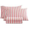 Martha Stewart – Twin Size Sheet Set, Crisp & Tailored Bedding with a Smooth Cotton Percale Feel, Deep Pocket, Bed Sheets with Matching Pillowcase & Fitted Sheet (Dotted Stripe Yellow)(Rose Ribbon Red)
