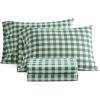 Martha Stewart – Twin Size Sheet Set, Crisp & Tailored Bedding with a Smooth Cotton Percale Feel, Deep Pocket, Bed Sheets with Matching Pillowcase & Fitted Sheet (Dotted Stripe Yellow)(Madison Gingham Green)