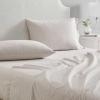 Martha Stewart – Twin Size Sheet Set, Crisp & Tailored Bedding with a Smooth Cotton Percale Feel, Deep Pocket, Bed Sheets with Matching Pillowcase & Fitted Sheet (Dotted Stripe Yellow)(Leaves Beige)
