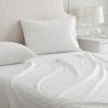 Martha Stewart – Twin Size Sheet Set, Crisp & Tailored Bedding with a Smooth Cotton Percale Feel, Deep Pocket, Bed Sheets with Matching Pillowcase & Fitted Sheet (Dotted Stripe Yellow)(Francesca Stripe Beige)