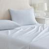 Martha Stewart – Twin Size Sheet Set, Crisp & Tailored Bedding with a Smooth Cotton Percale Feel, Deep Pocket, Bed Sheets with Matching Pillowcase & Fitted Sheet (Dotted Stripe Yellow)(Polka Dot Blue)