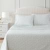 Martha Stewart – Twin Size Sheet Set, Crisp & Tailored Bedding with a Smooth Cotton Percale Feel, Deep Pocket, Bed Sheets with Matching Pillowcase & Fitted Sheet (Dotted Stripe Yellow)(Kennedy Floral Green)