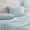 Martha Stewart – Twin Size Sheet Set, Crisp & Tailored Bedding with a Smooth Cotton Percale Feel, Deep Pocket, Bed Sheets with Matching Pillowcase & Fitted Sheet (Dotted Stripe Yellow)(Small Gingham Blue)