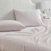 Martha Stewart – Twin Size Sheet Set, Crisp & Tailored Bedding with a Smooth Cotton Percale Feel, Deep Pocket, Bed Sheets with Matching Pillowcase & Fitted Sheet (Dotted Stripe Yellow)(Ditsy Vine Pink)