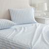 Martha Stewart – Twin Size Sheet Set, Crisp & Tailored Bedding with a Smooth Cotton Percale Feel, Deep Pocket, Bed Sheets with Matching Pillowcase & Fitted Sheet (Dotted Stripe Yellow)(Francesca Stripe Blue)