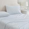 Martha Stewart – Twin Size Sheet Set, Crisp & Tailored Bedding with a Smooth Cotton Percale Feel, Deep Pocket, Bed Sheets with Matching Pillowcase & Fitted Sheet (Dotted Stripe Yellow)(Floral Stripe Blue)