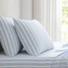 Martha Stewart – Twin Size Sheet Set, Crisp & Tailored Bedding with a Smooth Cotton Percale Feel, Deep Pocket, Bed Sheets with Matching Pillowcase & Fitted Sheet (Dotted Stripe Yellow)(Francesca Stripe Blue)