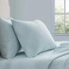Martha Stewart – Twin Size Sheet Set, Crisp & Tailored Bedding with a Smooth Cotton Percale Feel, Deep Pocket, Bed Sheets with Matching Pillowcase & Fitted Sheet (Dotted Stripe Yellow)(Small Gingham Blue)