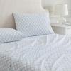 Martha Stewart – Twin Size Sheet Set, Crisp & Tailored Bedding with a Smooth Cotton Percale Feel, Deep Pocket, Bed Sheets with Matching Pillowcase & Fitted Sheet (Dotted Stripe Yellow)(Leaf Trellis Blue)