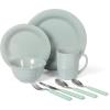 Martha Stewart Reedley 32 Piece Stoneware Dinnerware and Flatware Combo Set – Grey(Blue)