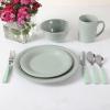 Martha Stewart Reedley 32 Piece Stoneware Dinnerware and Flatware Combo Set – Grey(Blue)