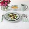 Martha Stewart Reedley 32 Piece Stoneware Dinnerware and Flatware Combo Set – Grey(Blue)