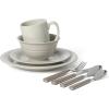 Martha Stewart Reedley 32 Piece Stoneware Dinnerware and Flatware Combo Set – Grey(Gray)