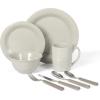 Martha Stewart Reedley 32 Piece Stoneware Dinnerware and Flatware Combo Set – Grey(Gray)