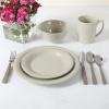 Martha Stewart Reedley 32 Piece Stoneware Dinnerware and Flatware Combo Set – Grey(Gray)
