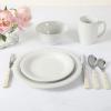 Martha Stewart Reedley 32 Piece Stoneware Dinnerware and Flatware Combo Set – Grey(Linen White)