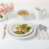 Martha Stewart Reedley 32 Piece Stoneware Dinnerware and Flatware Combo Set – Grey(Linen White)