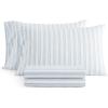 Martha Stewart – Twin Size Sheet Set, Crisp & Tailored Bedding with a Smooth Cotton Percale Feel, Deep Pocket, Bed Sheets with Matching Pillowcase & Fitted Sheet (Dotted Stripe Yellow)(Francesca Stripe Blue)