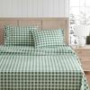 Martha Stewart – Twin Size Sheet Set, Crisp & Tailored Bedding with a Smooth Cotton Percale Feel, Deep Pocket, Bed Sheets with Matching Pillowcase & Fitted Sheet (Dotted Stripe Yellow)(Madison Gingham Green)