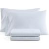 Martha Stewart – Twin Size Sheet Set, Crisp & Tailored Bedding with a Smooth Cotton Percale Feel, Deep Pocket, Bed Sheets with Matching Pillowcase & Fitted Sheet (Dotted Stripe Yellow)(Polka Dot Blue)