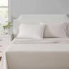 Martha Stewart – Twin Size Sheet Set, Crisp & Tailored Bedding with a Smooth Cotton Percale Feel, Deep Pocket, Bed Sheets with Matching Pillowcase & Fitted Sheet (Dotted Stripe Yellow)(Leaves Beige)