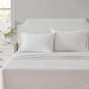 Martha Stewart – Twin Size Sheet Set, Crisp & Tailored Bedding with a Smooth Cotton Percale Feel, Deep Pocket, Bed Sheets with Matching Pillowcase & Fitted Sheet (Dotted Stripe Yellow)(Stripe White)