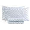 Martha Stewart – Twin Size Sheet Set, Crisp & Tailored Bedding with a Smooth Cotton Percale Feel, Deep Pocket, Bed Sheets with Matching Pillowcase & Fitted Sheet (Dotted Stripe Yellow)(Leaf Trellis Blue)