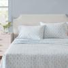 Martha Stewart – Twin Size Sheet Set, Crisp & Tailored Bedding with a Smooth Cotton Percale Feel, Deep Pocket, Bed Sheets with Matching Pillowcase & Fitted Sheet (Dotted Stripe Yellow)(Floral Blue)