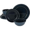 Martha Stewart Portillo 12 Piece Reactive Stoneware Dinnerware Set – Blue