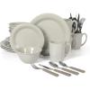 Martha Stewart Reedley 32 Piece Stoneware Dinnerware and Flatware Combo Set – Grey(Gray)