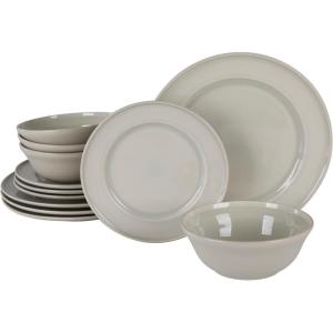 Martha Stewart Portillo 12 Piece Reactive Stoneware Dinnerware Set – Sharkey Gray