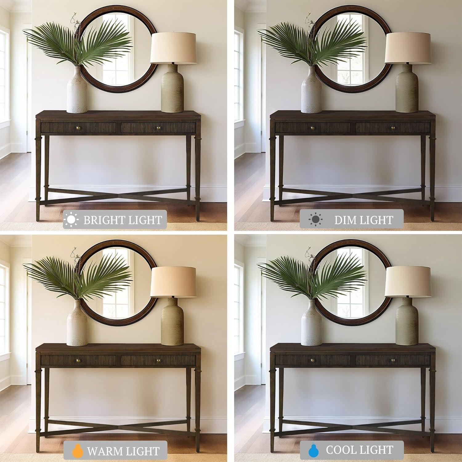 image:imageMartha Stewart Kena Hall Console Entryway with Storage Fluted Drawers Solid Wood Legs Cottage Inspired Sofa Table Antique Brass Knobs Coastal Living Room Furniture 475 Wide Brown475