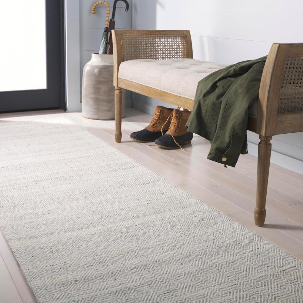 image:imageMartha Stewart x SAFAVIEH Area Rug Collection  8 x 10 Beige amp Ivory Handmade Wool Ideal for Living Room Bedroom Office Dining Space MSR9675BLight Blue  Ivory