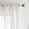 Martha Stewart Dot Embroidery Sheer Rod Pocket Window Curtain Panel Pair, 84″, Champagne(Champagne)