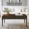 Martha Stewart Kena Hall Console Entryway with Storage Fluted Drawers, Solid Wood Legs Cottage Inspired Sofa Table, Antique Brass Knobs, Coastal Living Room Furniture, 47.5″ Wide, Brown(44″)