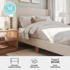 Martha Stewart Maisie Platform Bed with Wingback Headboard and Cushioned Side Rails, Boucle Upholstery, Wood Slat Foundation, No Box Spring Needed, King, Off-White(Beige)