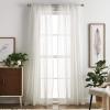 Martha Stewart Dot Embroidery Sheer Rod Pocket Window Curtain Panel Pair, 84″, Champagne(Champagne)