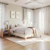 Martha Stewart Maisie Platform Bed with Wingback Headboard and Cushioned Side Rails, Boucle Upholstery, Wood Slat Foundation, No Box Spring Needed, King, Off-White(Off-white)