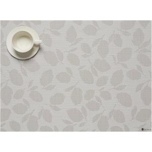 Martha by Martha Stewart | Chilewich Lemon Leaves Round Woven Placemats – 15” Dining Table Mats – Reusable, Stain-Resistant, Indoor/Outdoor Tabletop Protection – Sprout(Steel Wool)