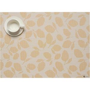 Martha by Martha Stewart | Chilewich Lemon Leaves Round Woven Placemats – 15” Dining Table Mats – Reusable, Stain-Resistant, Indoor/Outdoor Tabletop Protection – Sprout(Goldenrod)