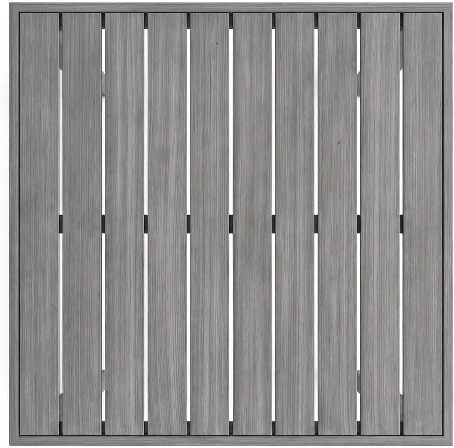 image:imageMartha Stewart Bedford 5 Piece Bar Height Indoor Outdoor Aluminum Patio Set 355 Square Slat Top Table 4 Stools Gray Brushed Woodgrain Finish Gray Seat CushionsGrey